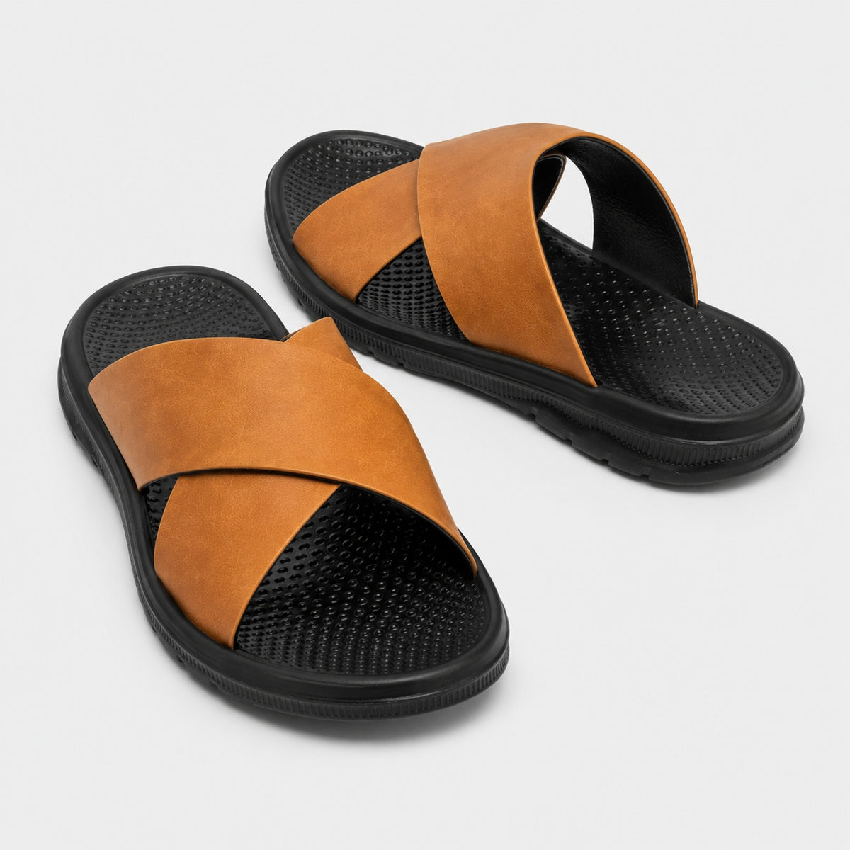 Noble Chaussure Sandale Homme Cuir Sandale Homme Cuir Confort Été Marron Cognac