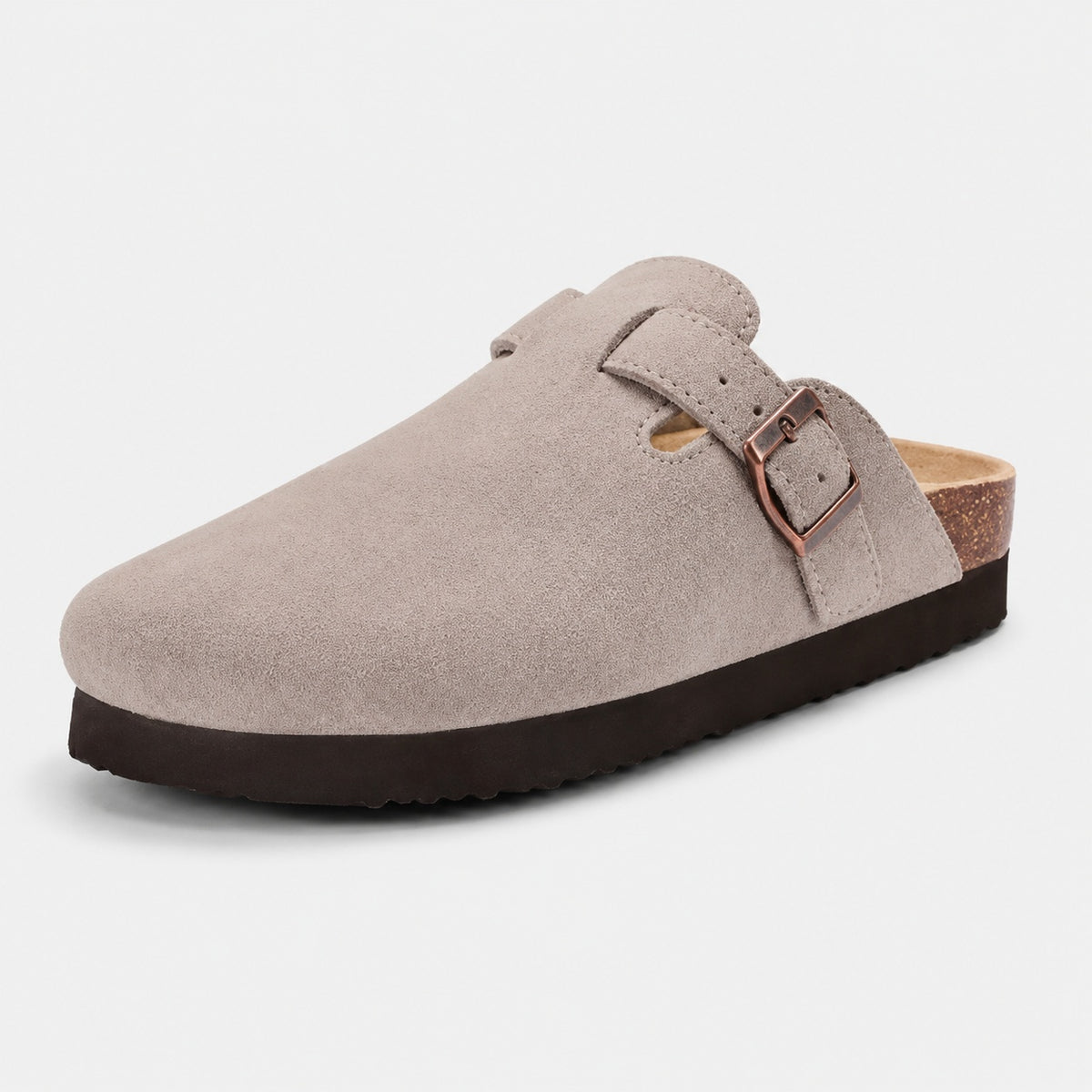 Noble Chaussure Sandale Homme Été Sabots Daim À Bride Homme Gris