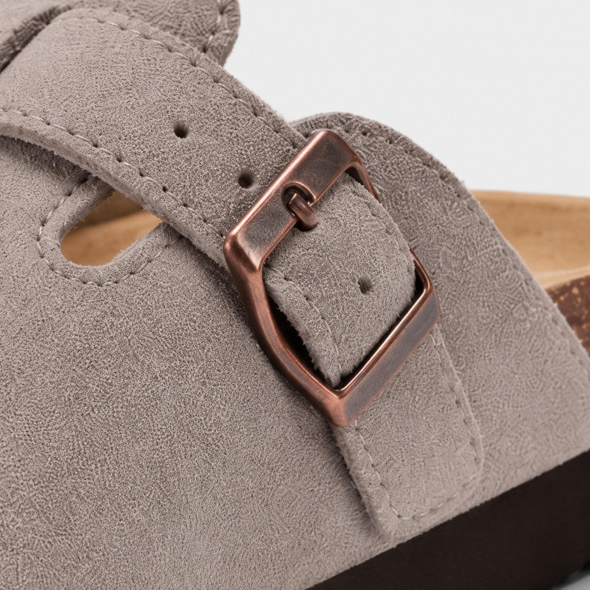 Noble Chaussure Sandale Homme Été Sabots Daim À Bride Homme Gris