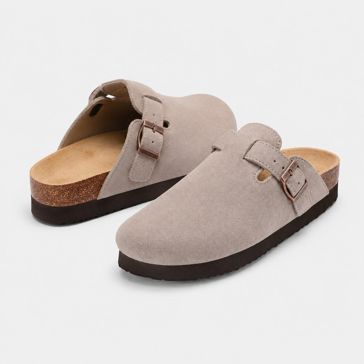 Noble Chaussure Sandale Homme Été Sabots Daim À Bride Homme Gris