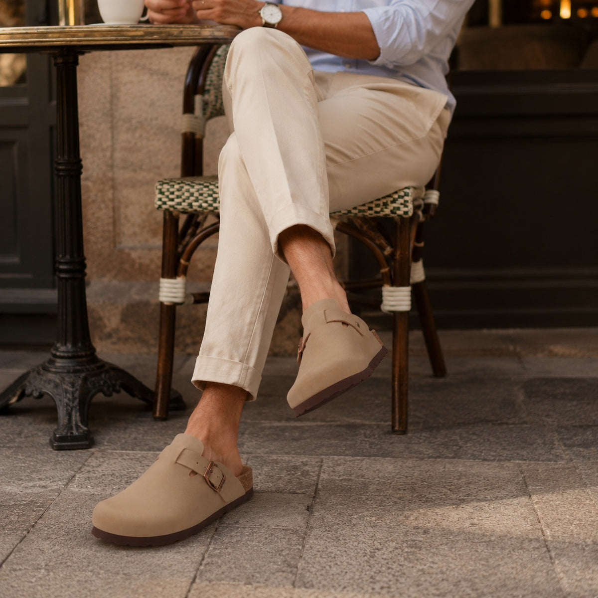 Noble Chaussure Sandale Homme Été Sandale Homme Confort Été Beige Sable à Boucle Ajustable