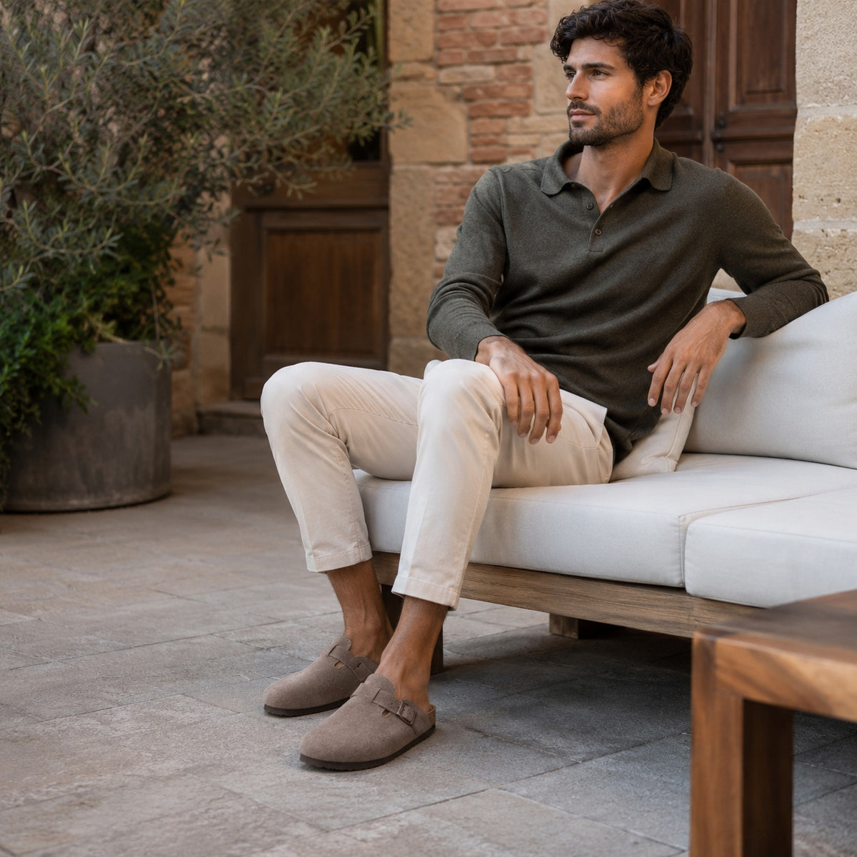 Noble Chaussure Sandale Homme Été Sandale Homme Confort Été Marron Camel À Bride Ajustable