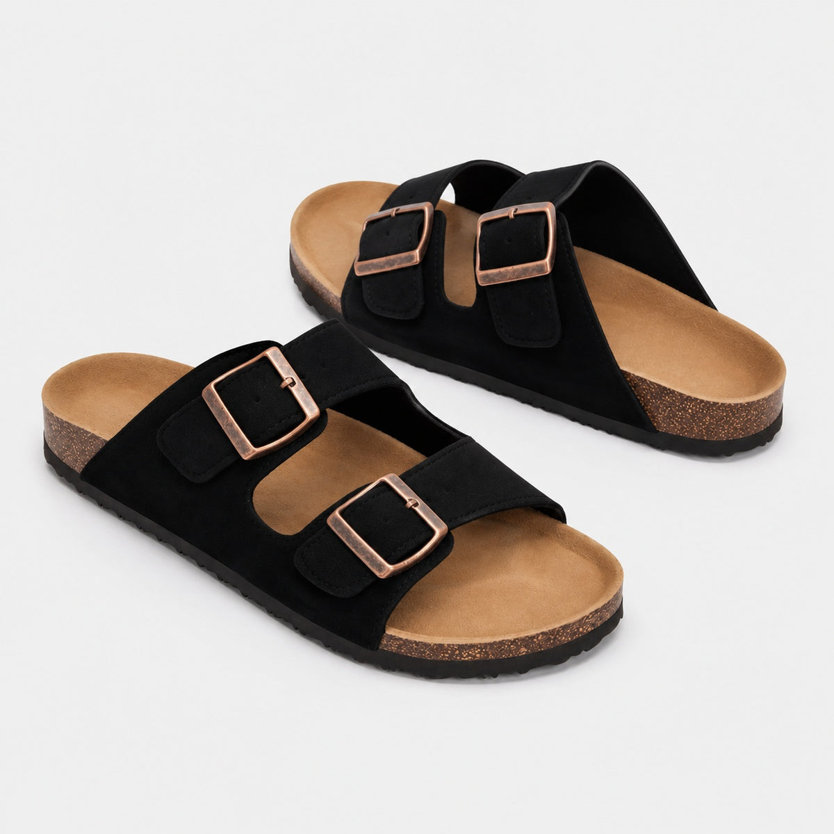 Noble Chaussure Sandale Homme Été Sandale Homme Confort Été Noire à Doubles Brides