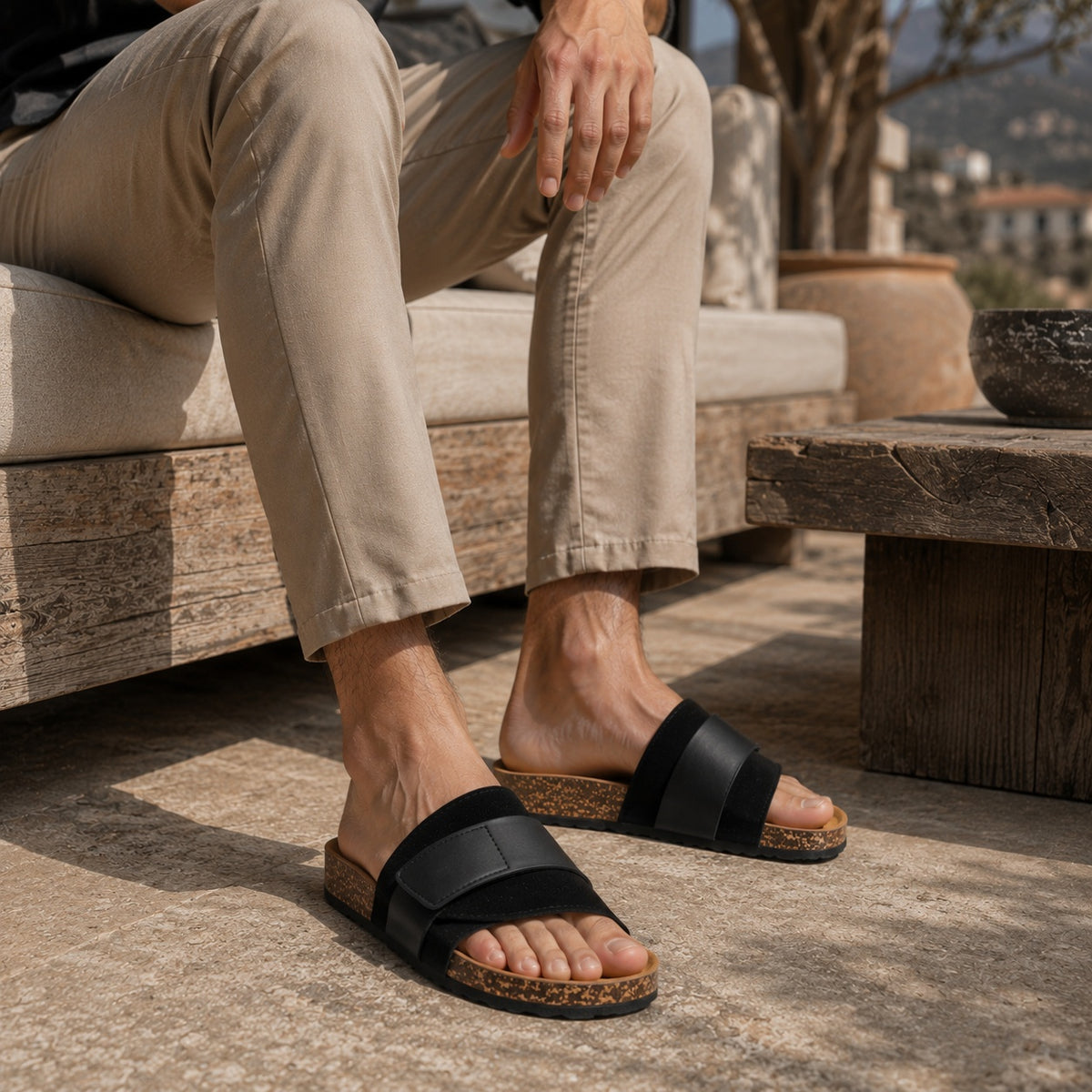 Noble Chaussure Sandale Homme Été Sandales Homme Confortable Noir