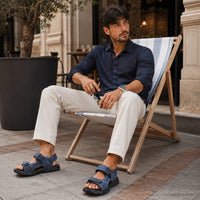 Noble Chaussure Sandale Homme Marche Sandale Confortable Marche Bleu