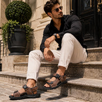 Noble Chaussure Sandale Homme Marche Sandale Confortable Marche Marron
