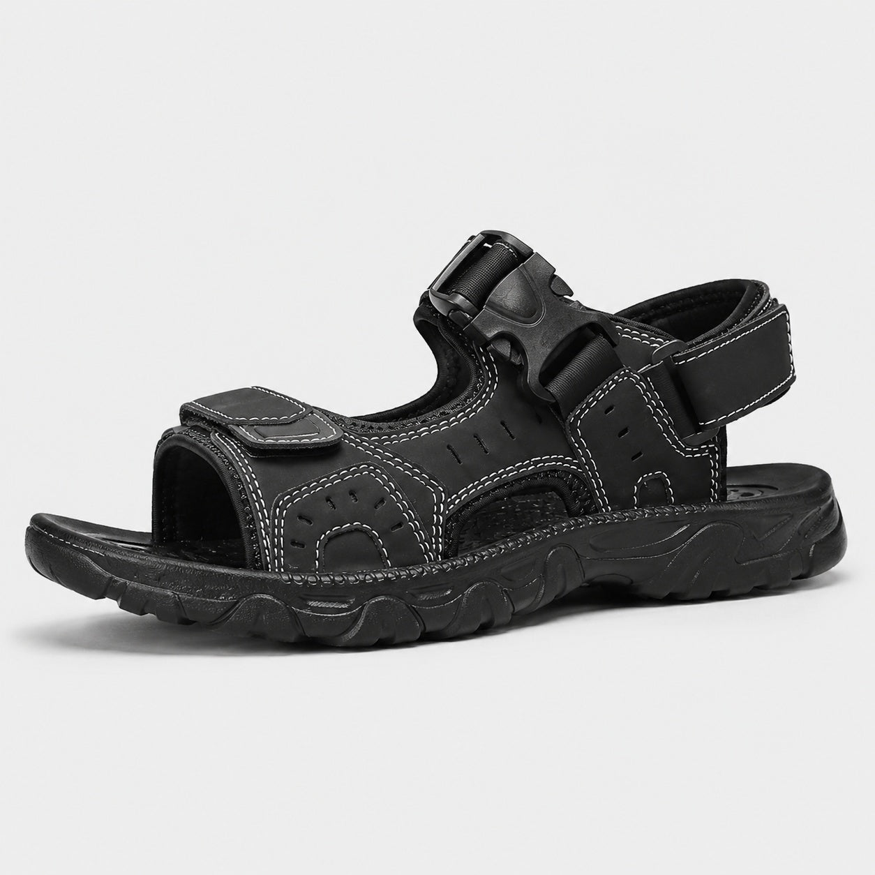 Noble Chaussure Sandale Homme Marche Sandale Confortable Marche Noir