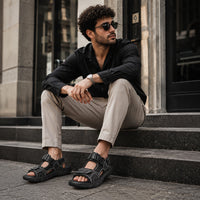 Noble Chaussure Sandale Homme Marche Sandale Confortable Marche Noir