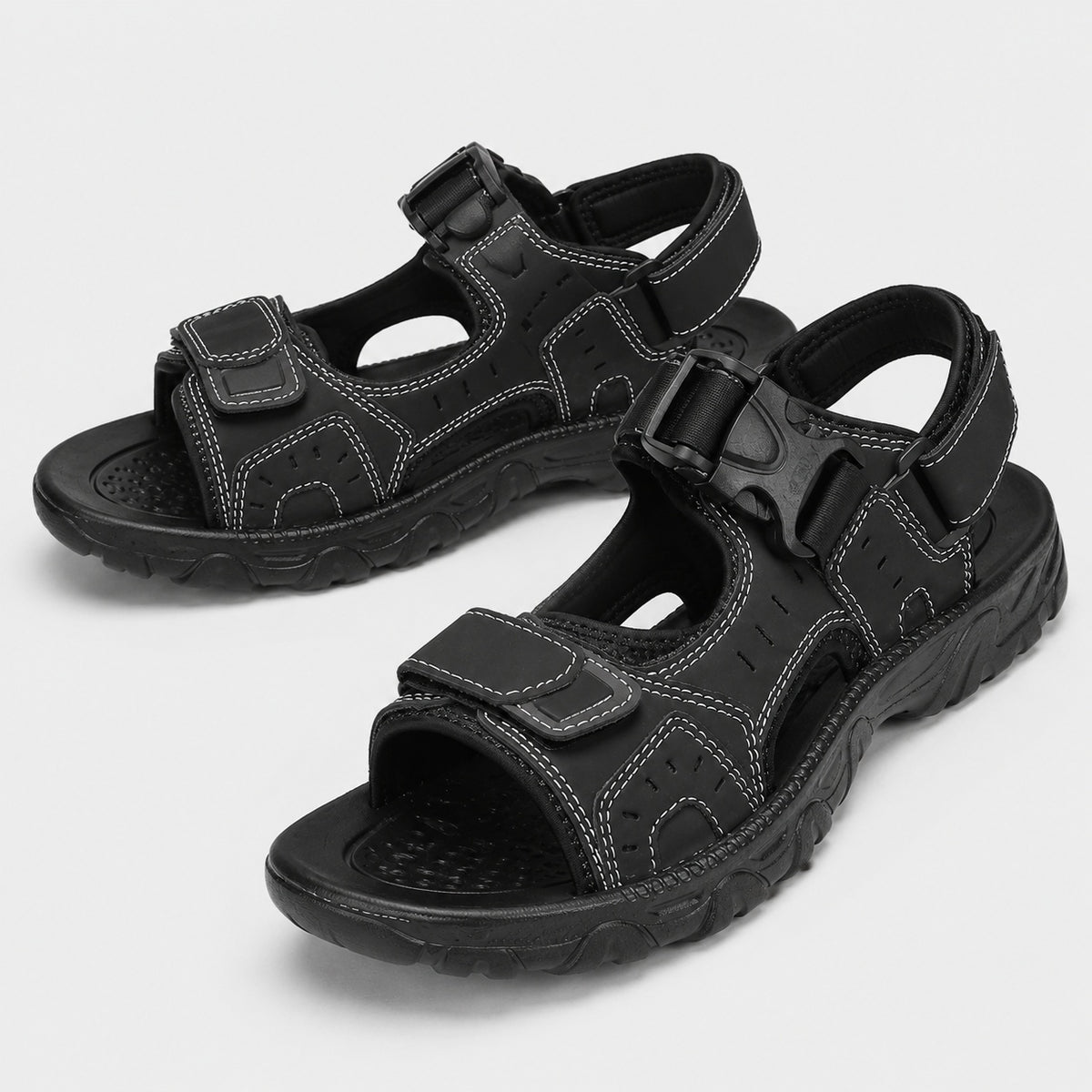 Noble Chaussure Sandale Homme Marche Sandale Confortable Marche Noir