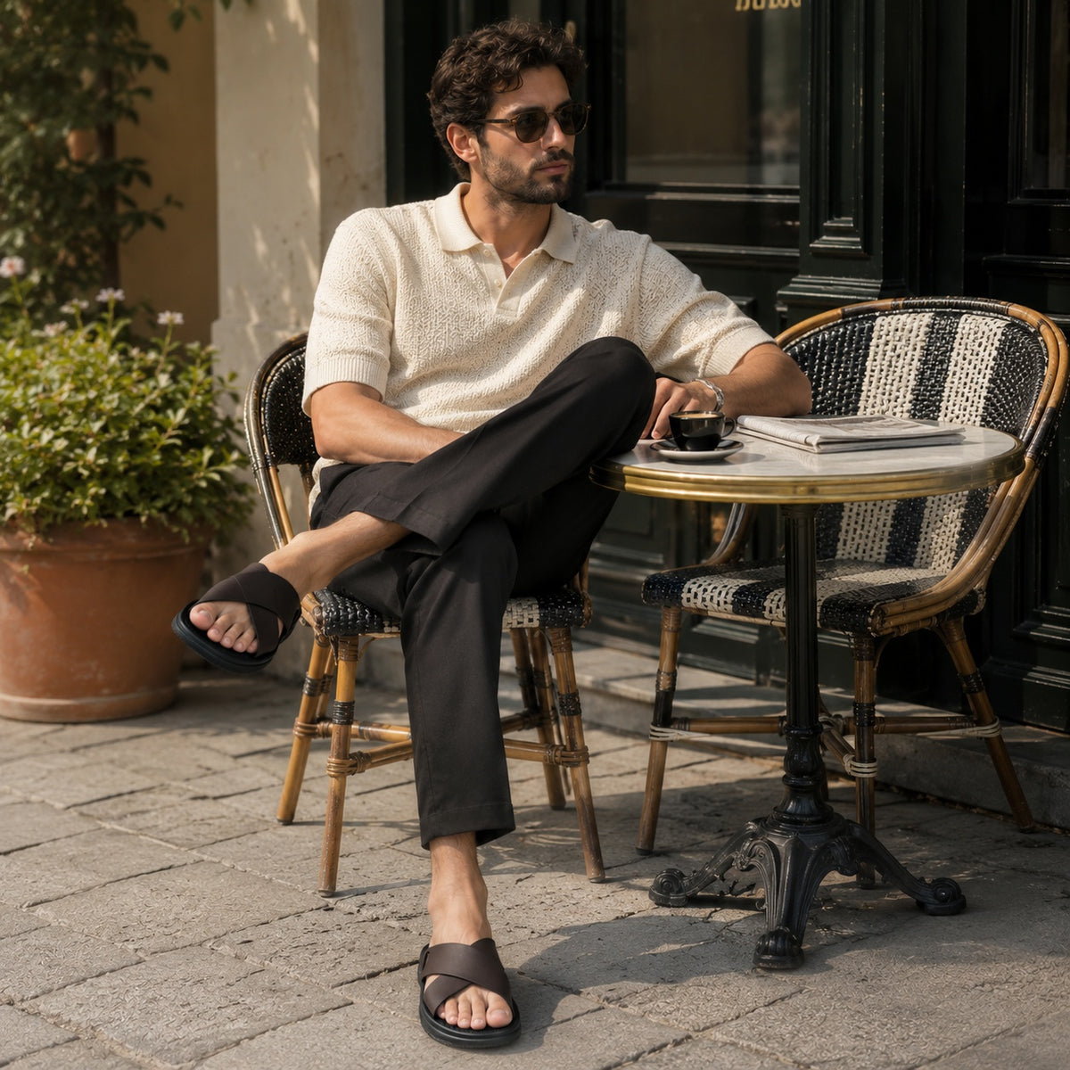 Noble Chaussure Sandale Homme Marche Sandale De Marche Confortable Marron
