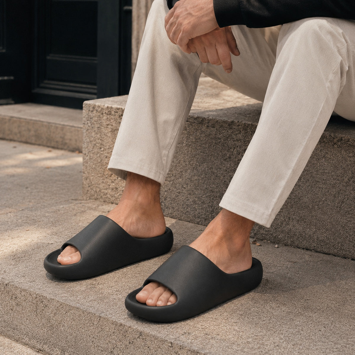 Noble Chaussure Sandale Homme Plastique Sandales Plastique Plage Homme Noir