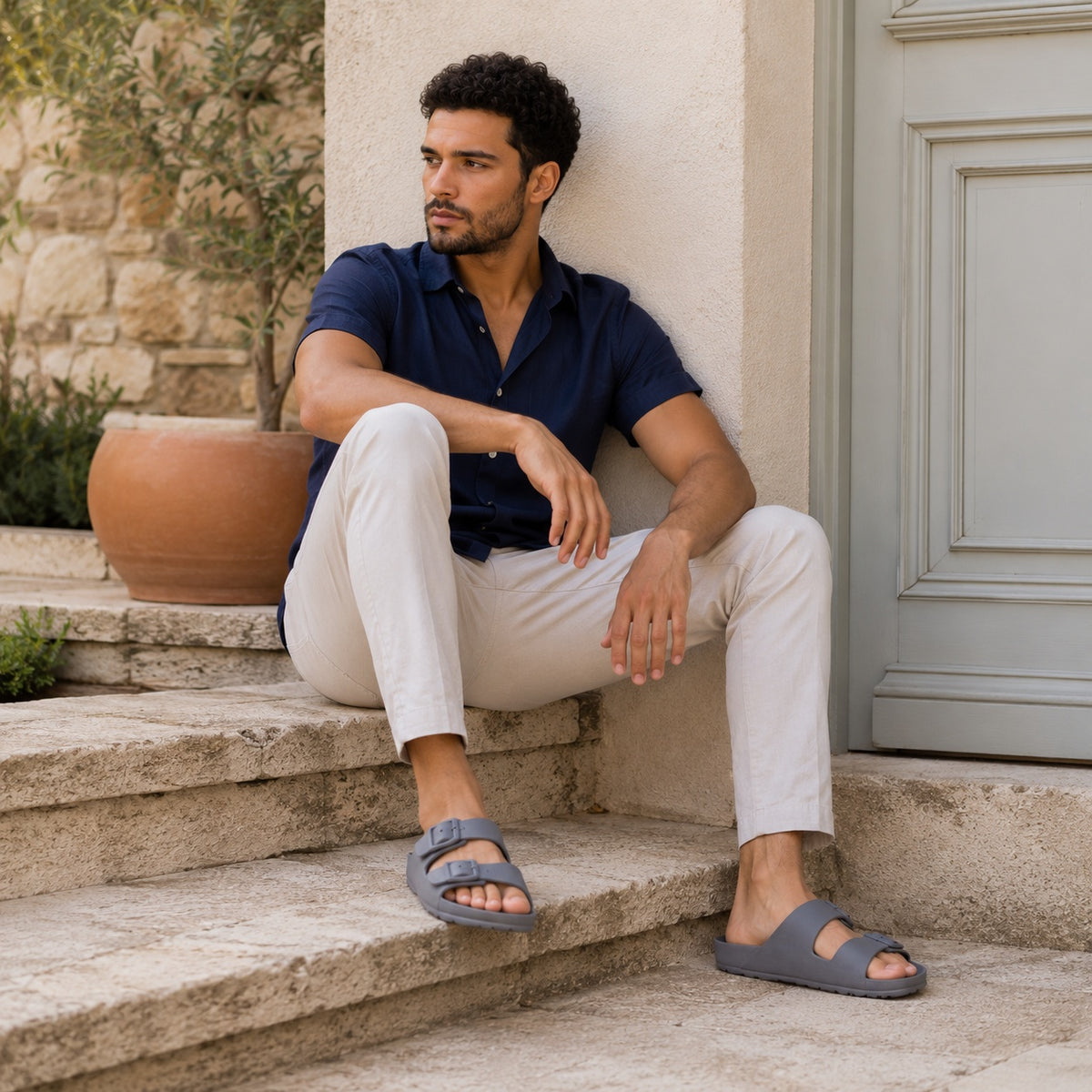 Noble Chaussure Sandale Homme Plastique Sandales Plastiques Homme Gris