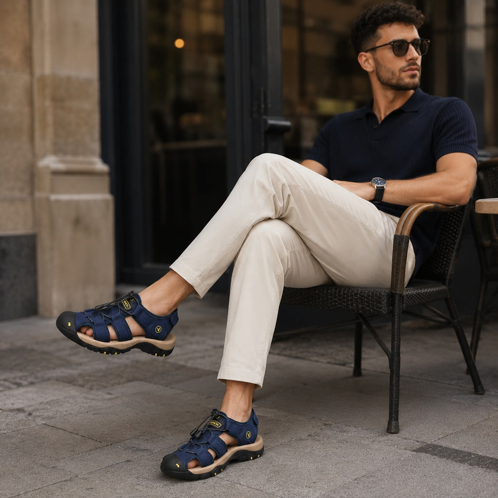 Noble Chaussure Sandale Homme Randonnée Sandales De Randonnée Homme Bout Fermé Bleu