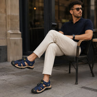 Noble Chaussure Sandale Homme Randonnée Sandales De Randonnée Homme Bout Fermé Bleu