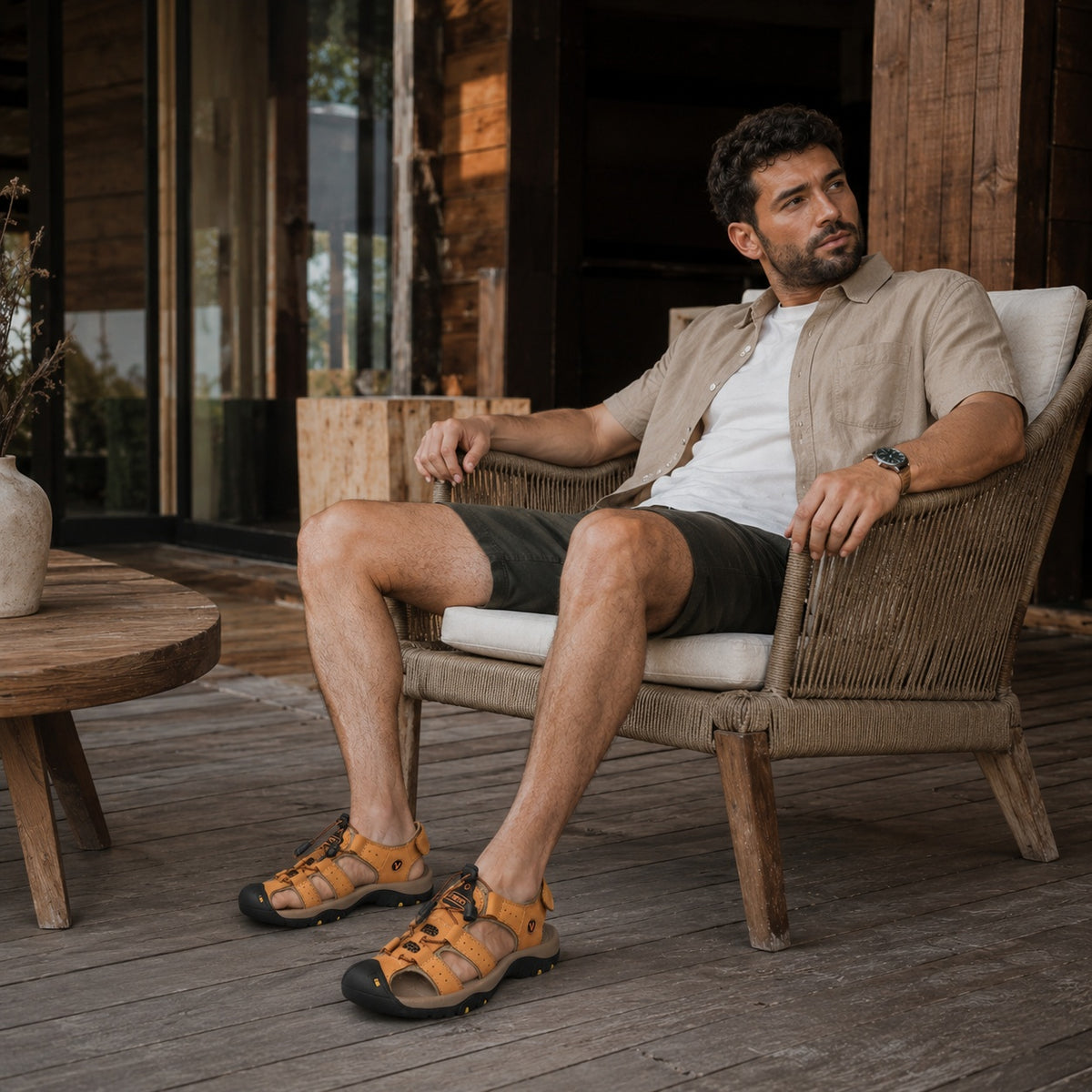 Noble Chaussure Sandale Homme Randonnée Sandales De Randonnée Homme Bout Fermé Marron