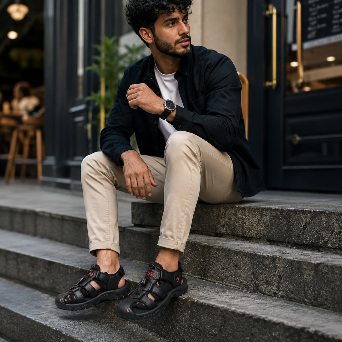 Noble Chaussure Sandale Homme Randonnée Sandales De Randonnée Homme Bout Fermé Noir
