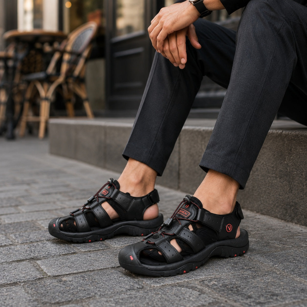 Noble Chaussure Sandale Homme Randonnée Sandales De Randonnée Homme Bout Fermé Noir