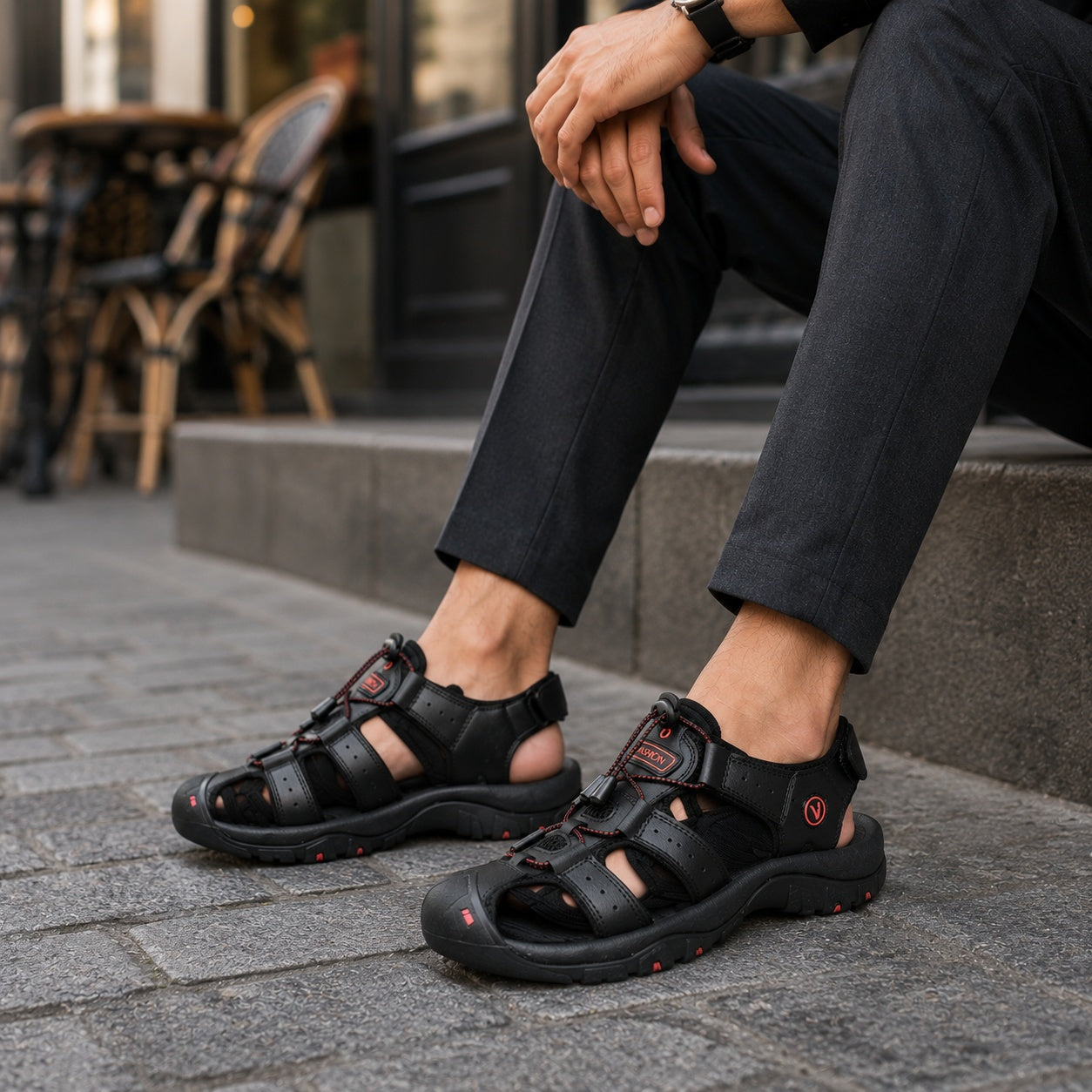 Noble Chaussure Sandale Homme Randonnée Sandales De Randonnée Homme Bout Fermé Noir