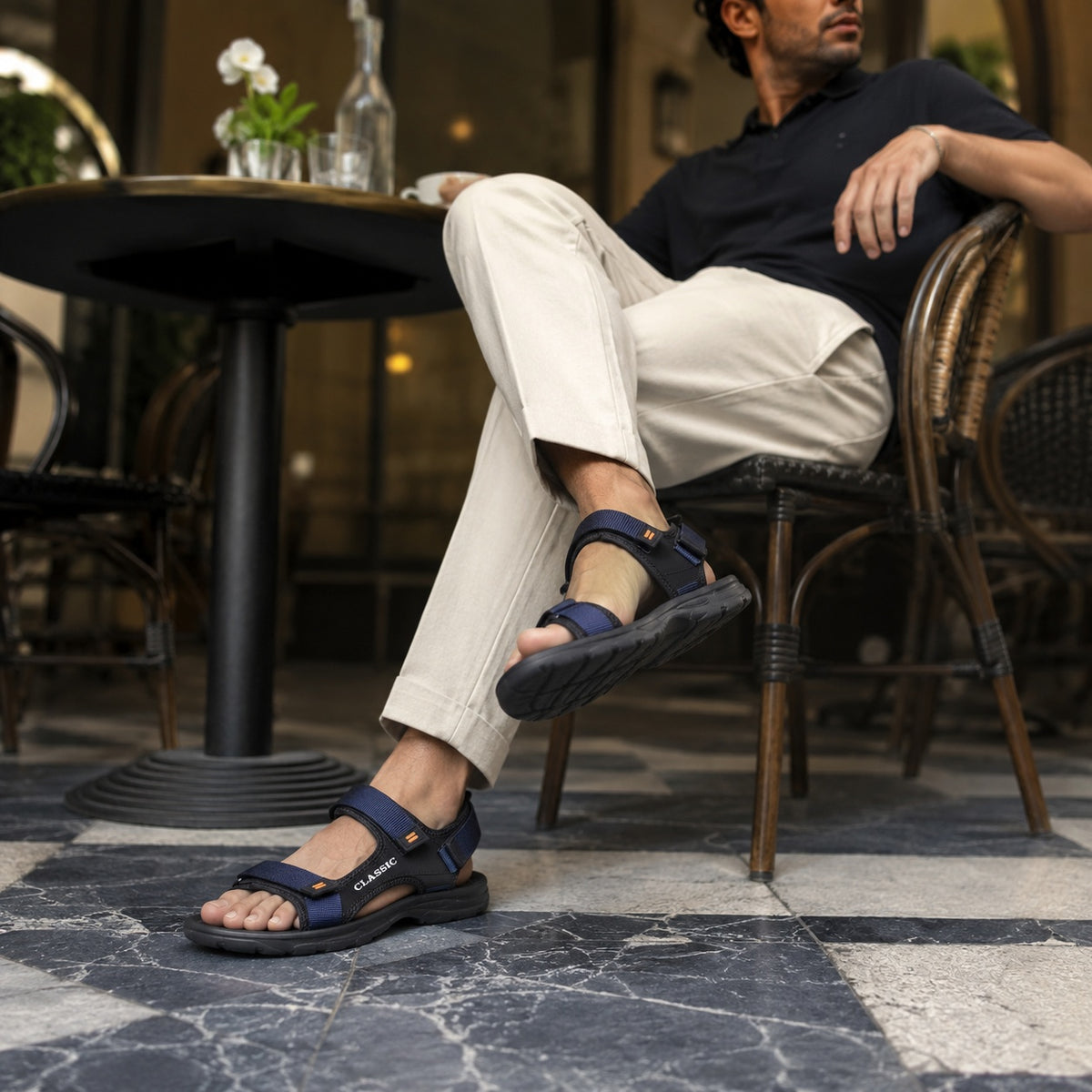 Noble Chaussure Sandale Homme Spartiate Sandales De Randonnées Homme Bleu